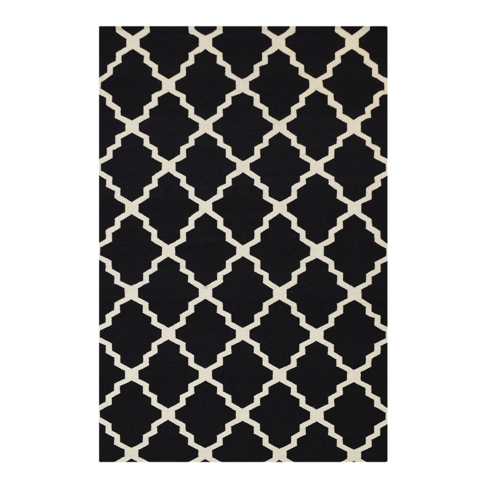Vlnený koberec Kilim Jasmina Black, 160 x 230 cm