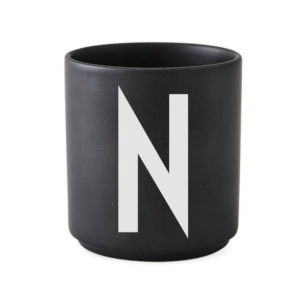 Čierny porcelánový hrnček Design Letters Alphabet N 250 ml
