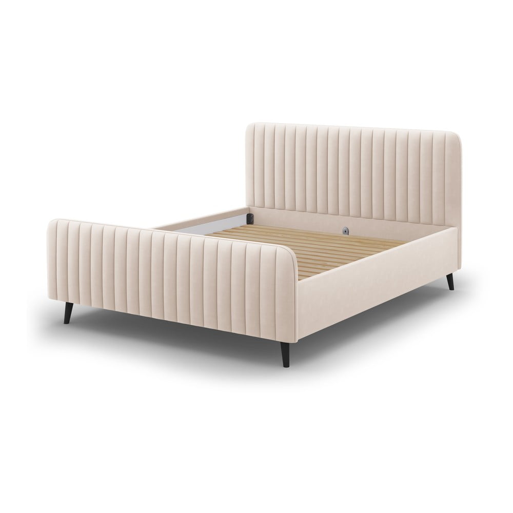 E-shop Béžová čalúnená dvojlôžková posteľ s roštom 140x200 cm Lily - Micadoni Home