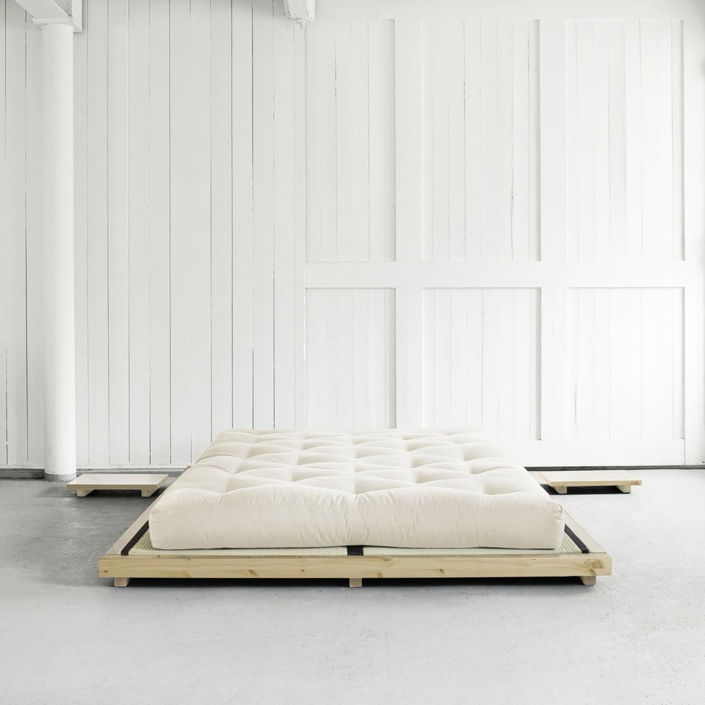 Obrázok Dvojlôžková posteľ z borovicového dreva s matracom a tatami Karup Design Dock Double Latex Natural/Natural, 180 × 200 cm