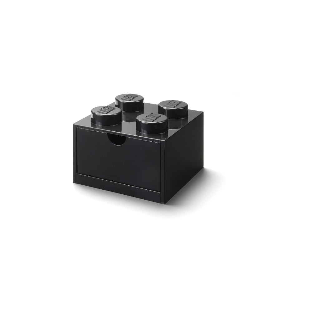 E-shop Čierny stolový box so zásuvkou LEGO® Brick, 15,8 x 11,3 cm