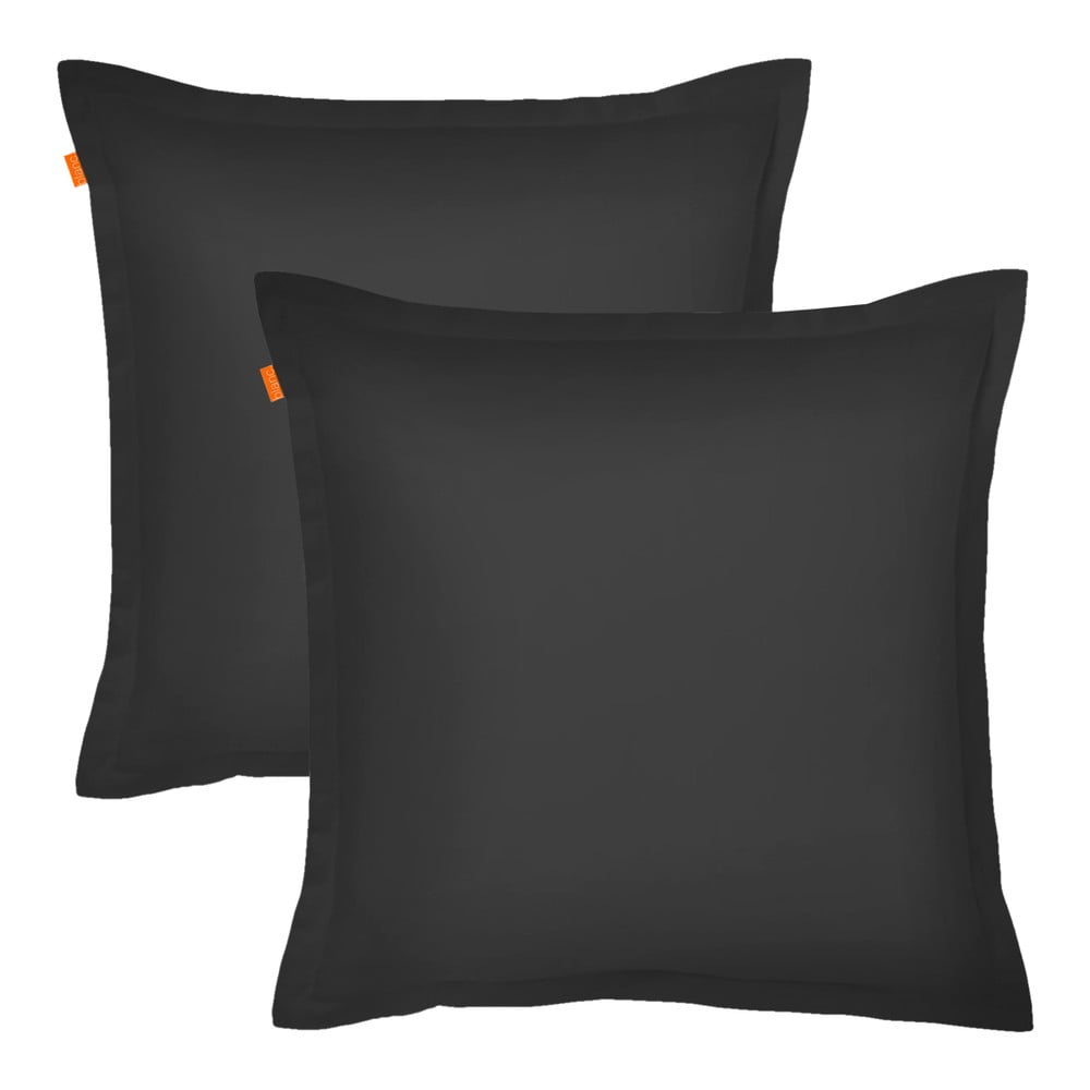 Sada 2 čiernych obliečok na vankúš HF Living Basic, 60 × 60 cm