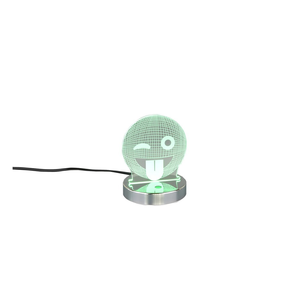 LED stolová lampa v lesklej striebornej farbe (výška 15 cm) Smiley - Trio
