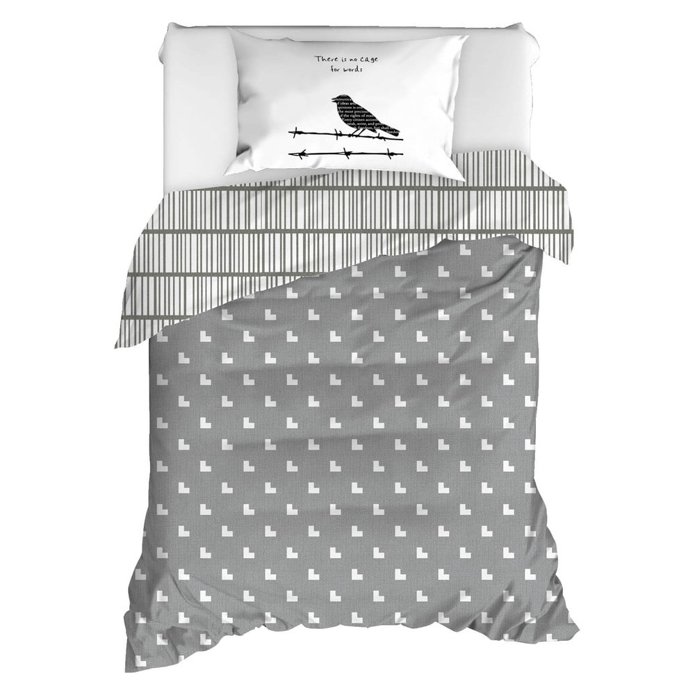 E-shop Obliečky na jednolôžko z ranforce bavlny Mijolnir Vektor Grey, 140 × 200 cm