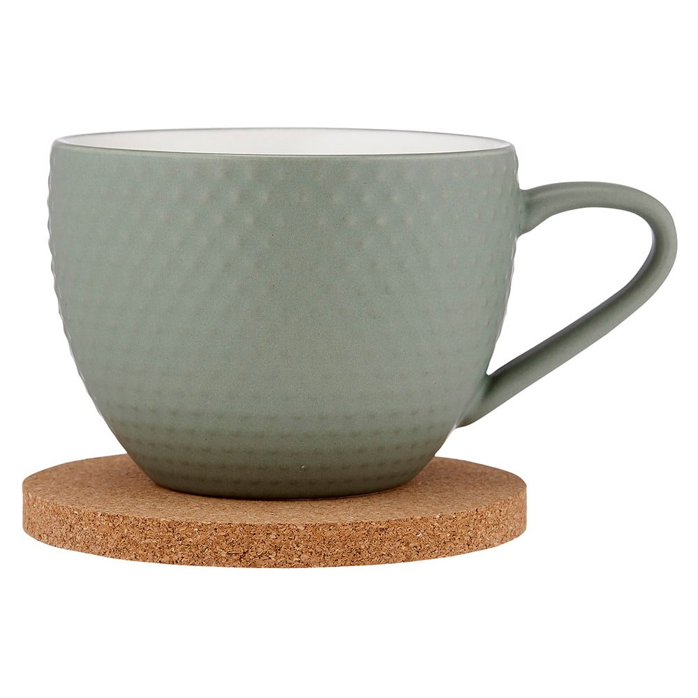 E-shop Zelený porcelánový hrnček s tanierikom 350 ml Abode - Ladelle