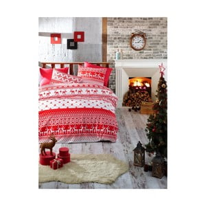 Vianočné bavlnené obliečky na jednolôžko s plachtou Olivia, 160 × 220 cm