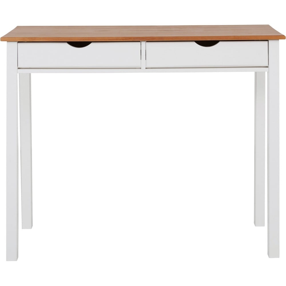 E-shop Bielo-hnedý pracovný stôl z borovicového dreva Støraa Gava, dĺžka 100 cm