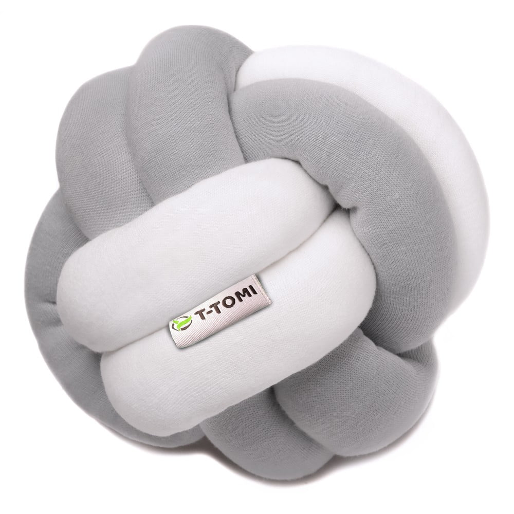 E-shop Sivo-biela bavlnená pletená lopta T-TOMI, ø 20 cm