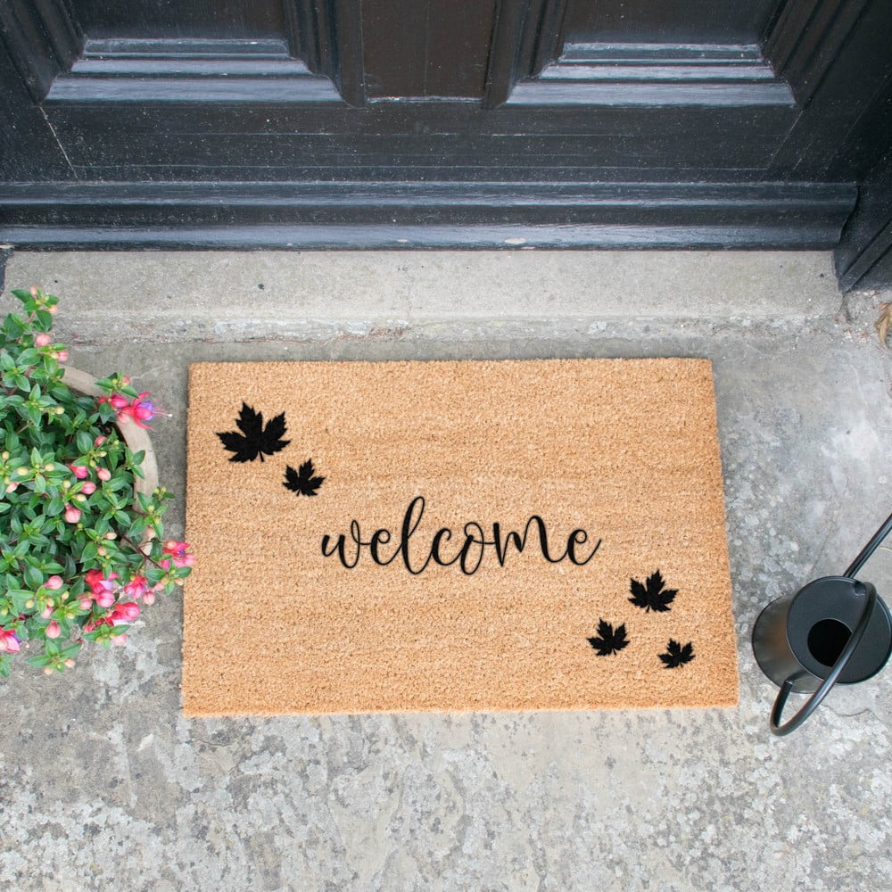 Obrázok Čierna rohožka z prírodného kokosového vlákna Artsy Doormats Welcome Autumn, 40 x 60 cm