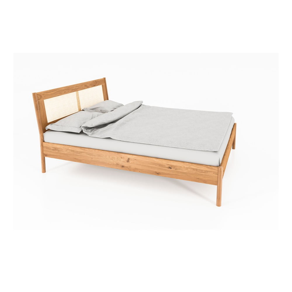 E-shop Dvojlôžková posteľ z dubového dreva s ratanovým čelom 140x200 cm Pola - The Beds