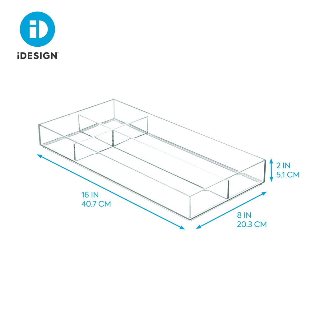 Obrázok Priehľadný stohovateľný organizér s priehradkami iDesign Clarity, 40,6 x 20,3 cm