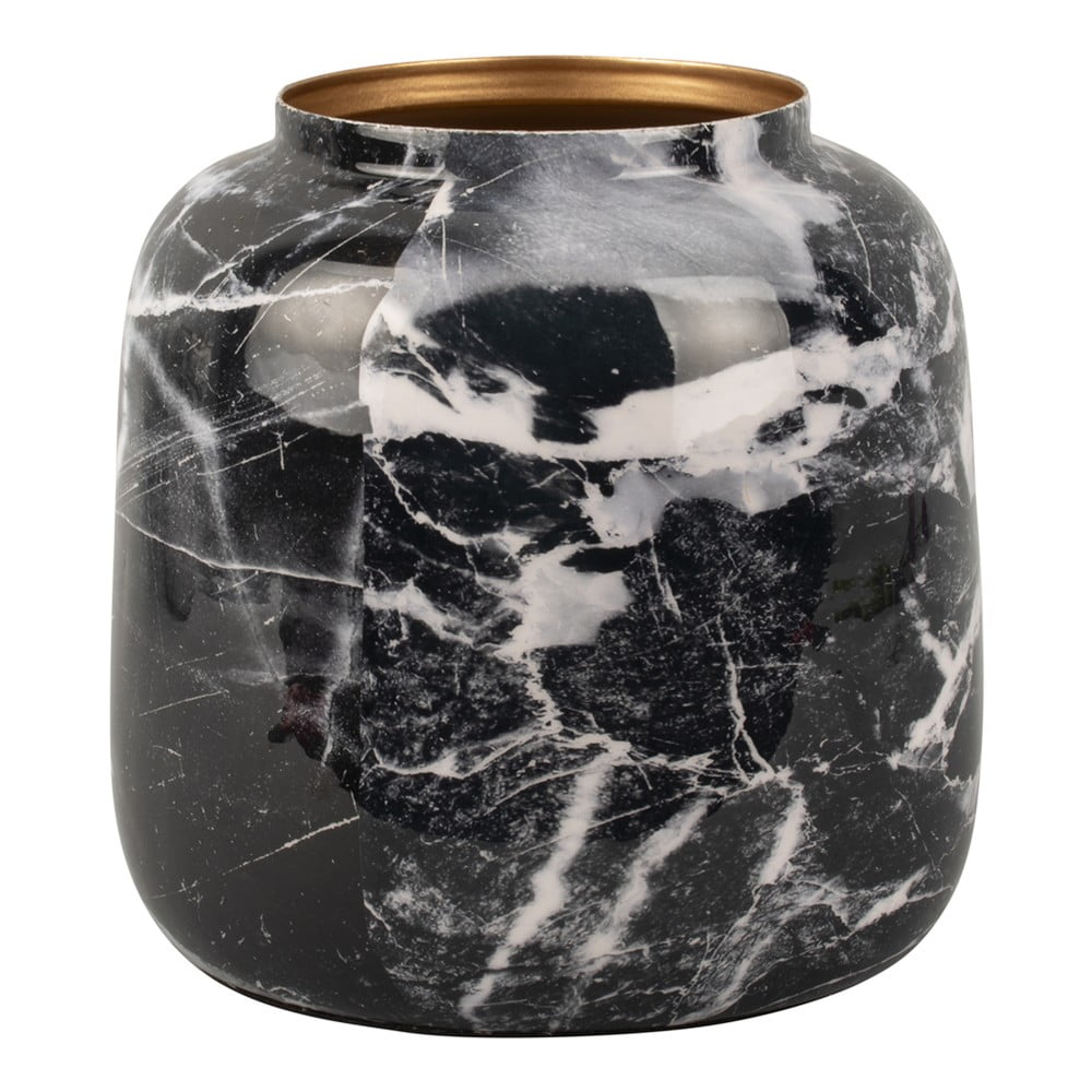 E-shop Čierno-biela železná váza PT LIVING Marble, výška 12,5 cm