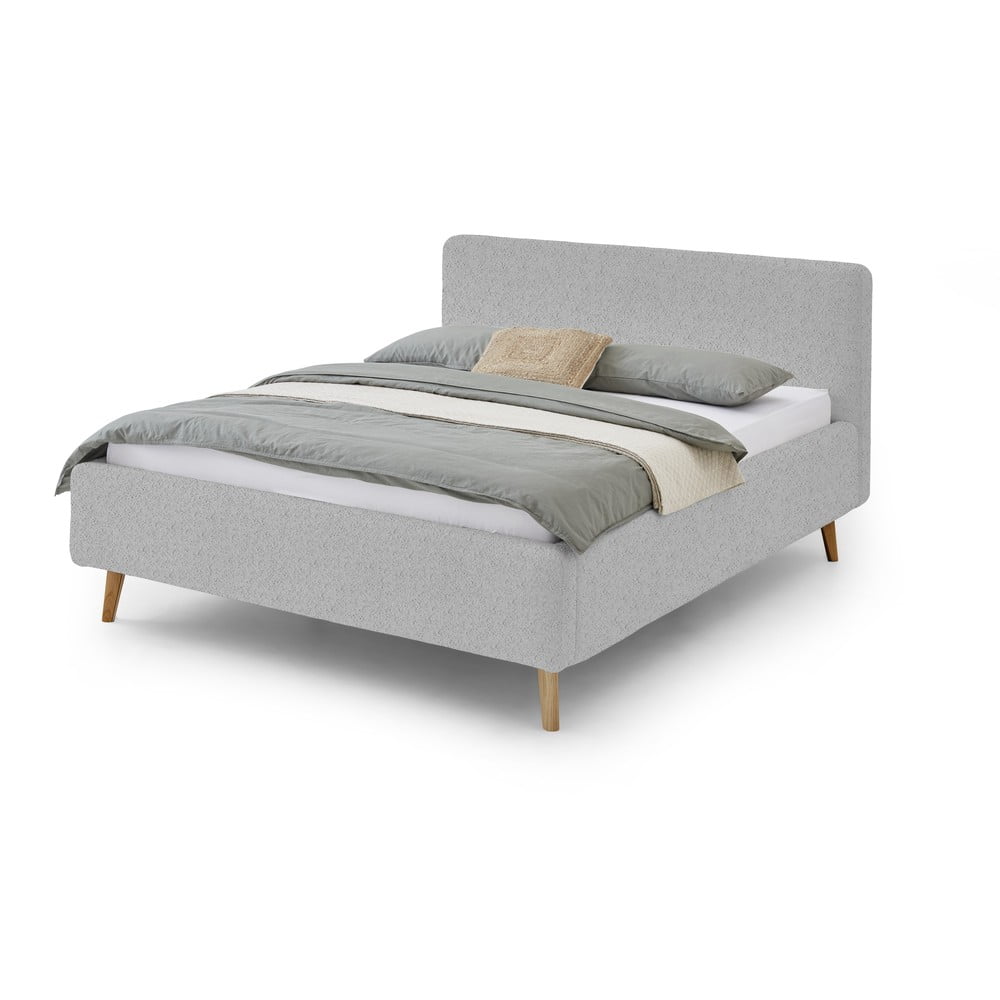E-shop Sivá čalúnená dvojlôžková posteľ s úložným priestorom s roštom 160x200 cm Mattis - Meise Möbel
