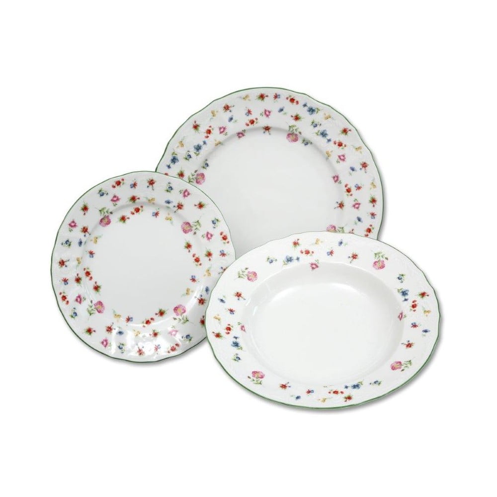 E-shop Súprava 18 porcelánových tanierov s motívom kvetín Thun Bernadotte