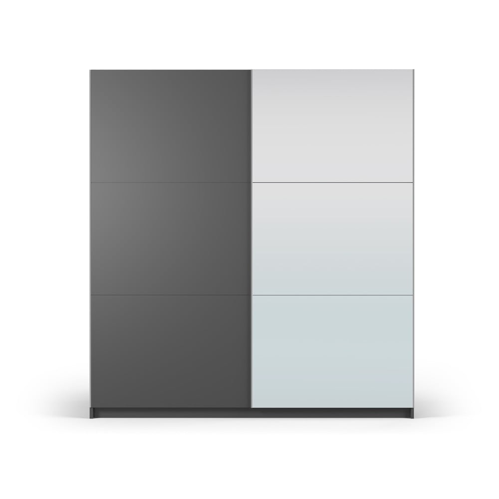 E-shop Tmavosivá šatníková skriňa so zrkadlom a s posuvnými dverami 200x215 cm Lisburn - Cosmopolitan Design