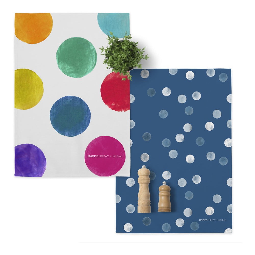 E-shop Súprava 2 bavlnených kuchynských utierok Happy Friday Basic Confetti, 70 x 50 cm