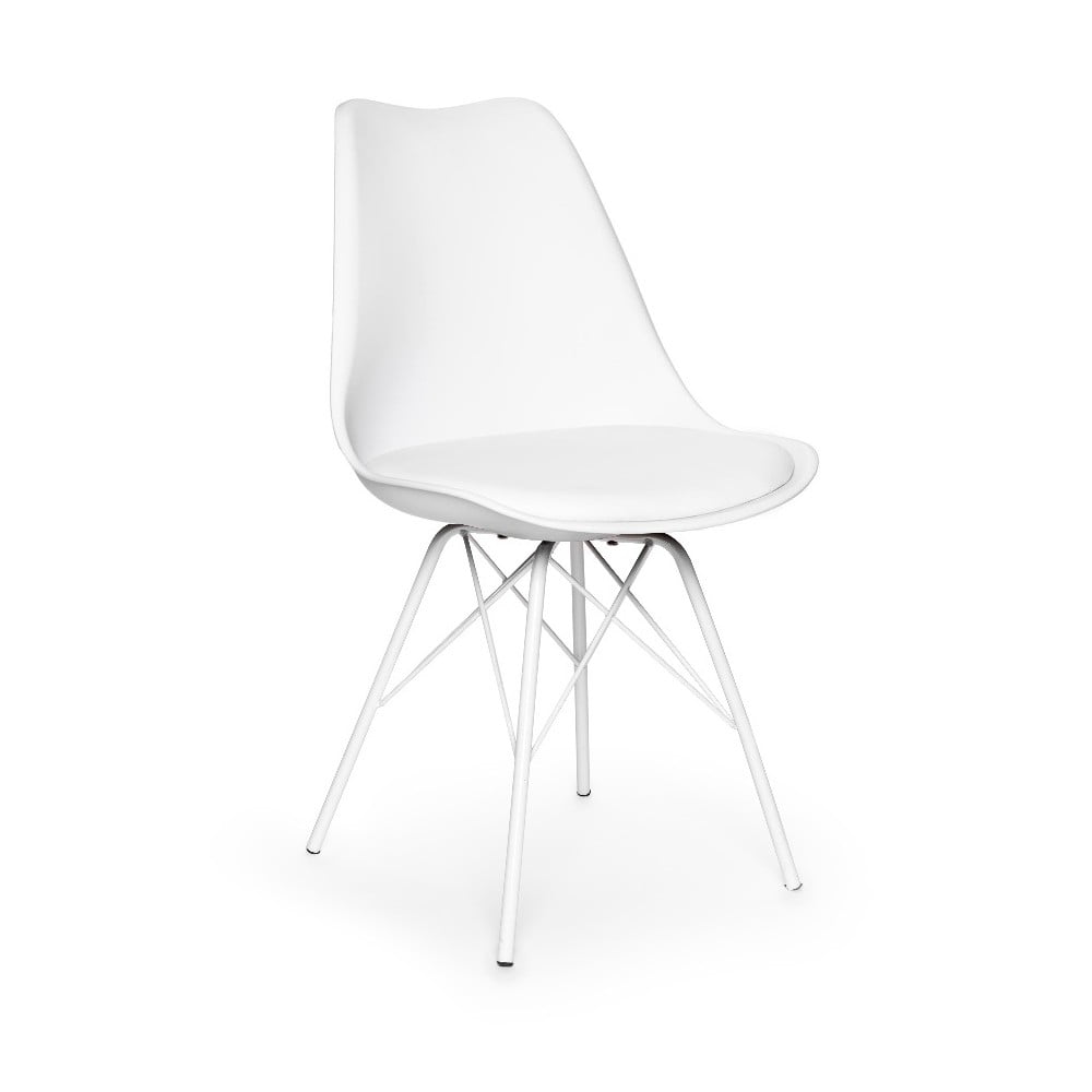 E-shop Súprava 2 bielych stoličiek s bielym kovovým podstavcom Bonami Essentials Eco