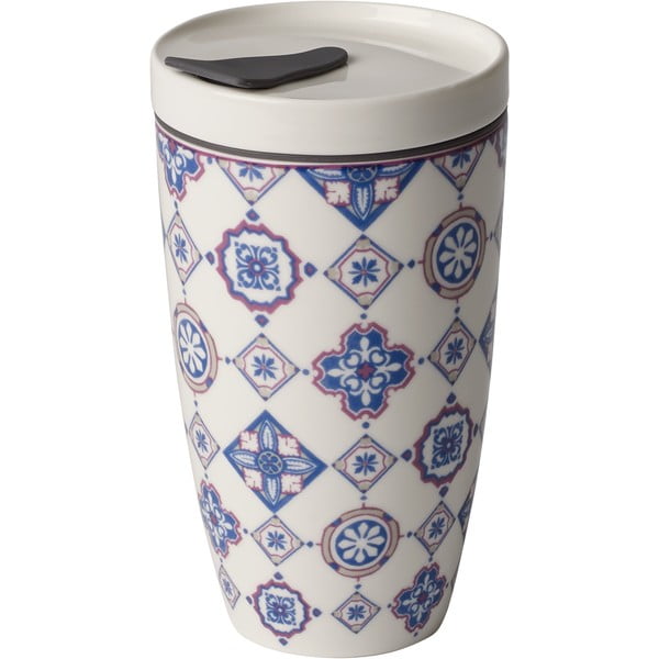 Modro-biely porcelánový termohrnček Villeroy & Boch Like To Go, 350 ml