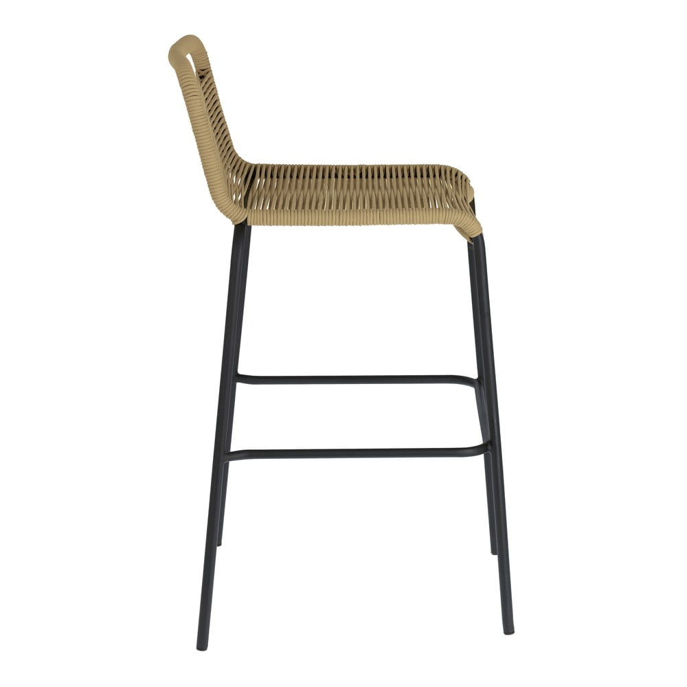 E-shop Béžová barová stolička s oceľovou konštrukciou Kave Home Glenville, výška 74 cm