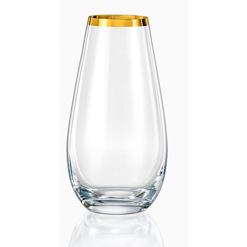 E-shop Sklenená váza Crystalex Golden Celebration, výška 24,5 cm
