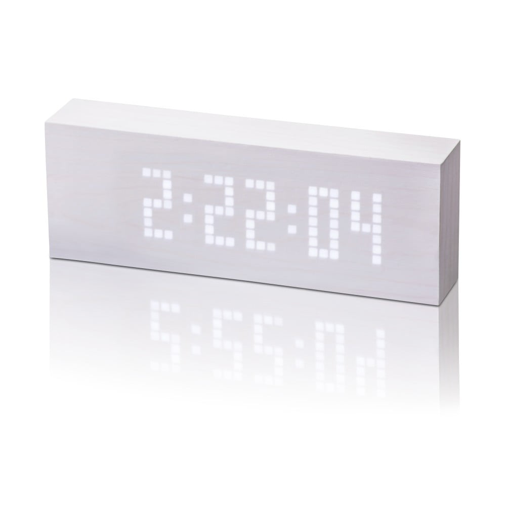 E-shop Biely budík s bielym LED displejom Gingko Message Click Clock