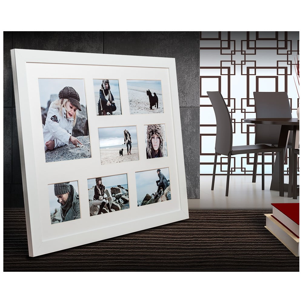 E-shop Biely rámček na 8 fotografií Styler Narvik, 51 × 41 cm