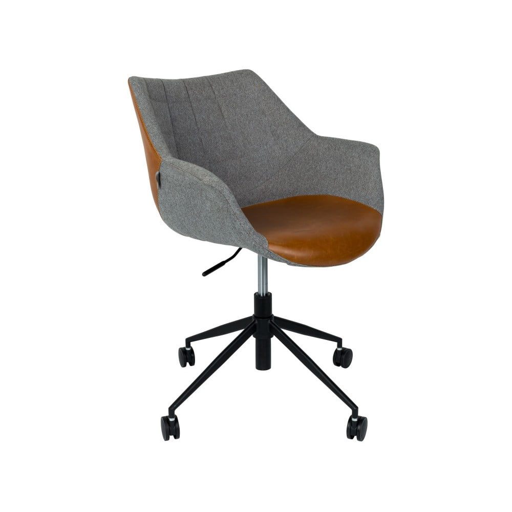 E-shop Sivá kancelárska stolička s hnedým detailom Zuiver Doulton