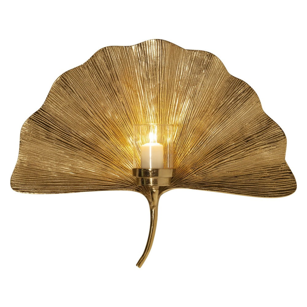 Obrázok Nástenný svietnik v zlatej farbe Kare Design Ginkgo Leaf, 60 cm