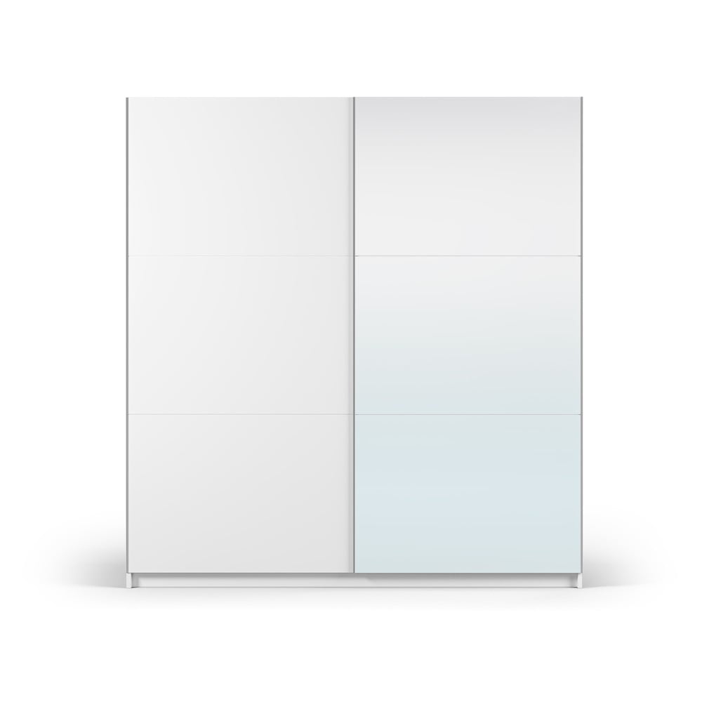 E-shop Biela šatníková skriňa so zrkadlom a s posuvnými dverami 200x215 cm Lisburn - Cosmopolitan Design