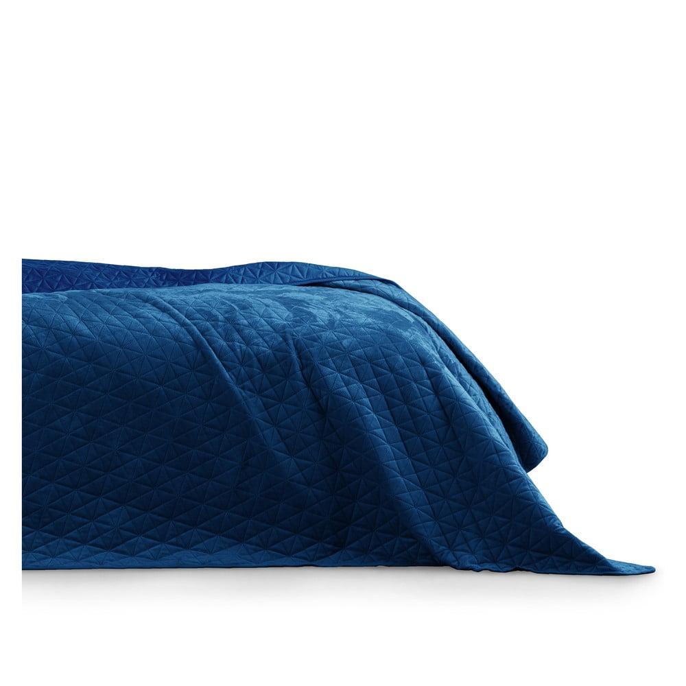 E-shop Modrý pléd cez posteľ AmeliaHome Laila Royal, 220 x 240 cm