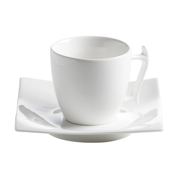 Biely porcelánový hrnček s tanierikom Maxwell & Williams Motion, 100 ml