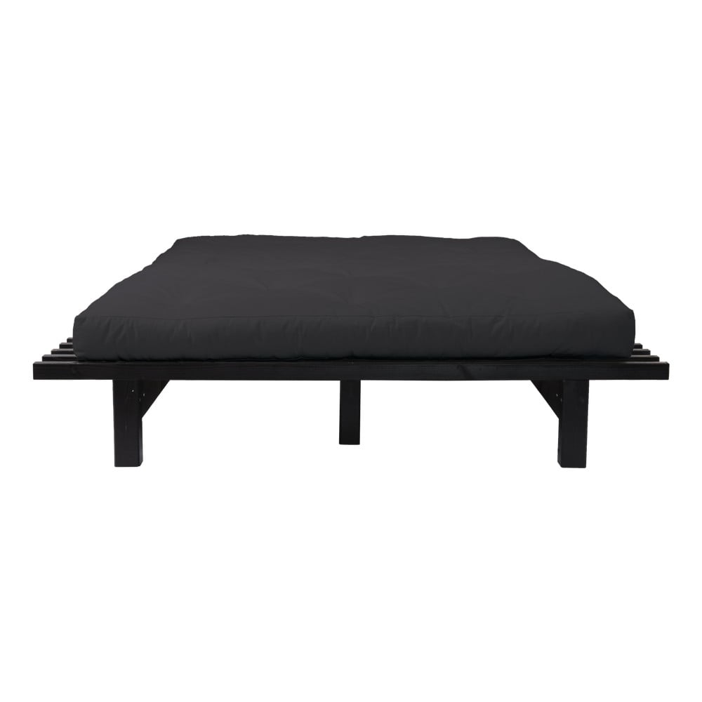 Obrázok Dvojlôžková posteľ z borovicového dreva s matracom Karup Design Blues Comfort Mat Black/Black, 200 × 200 cm