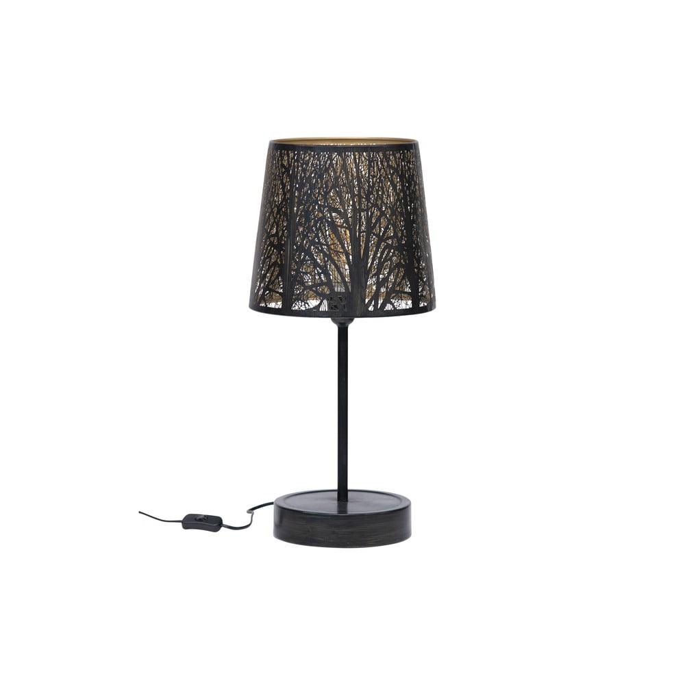 E-shop Čierna stolová lampa WOOOD Keto, ø 28 cm