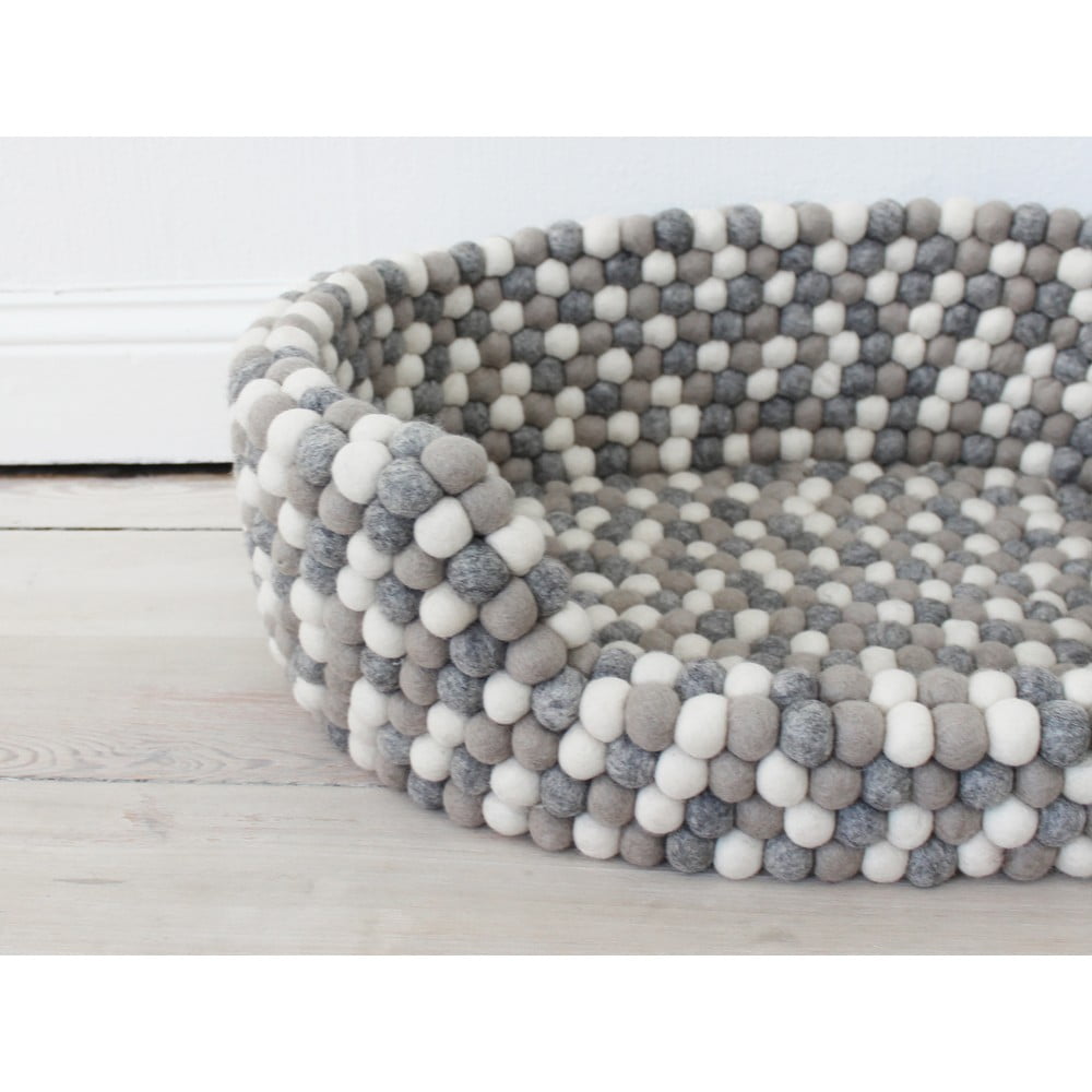 Obrázok Svetlý sivo-biely guľôčkový vlnený pelech pre domáce zvieratá Wooldot Ball Pet Basket, 80 x 60 cm