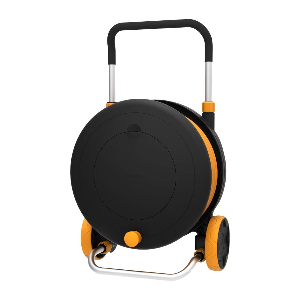 E-shop Čierny vozík s bubnom a hadicou na zavlažovanie Fiskars