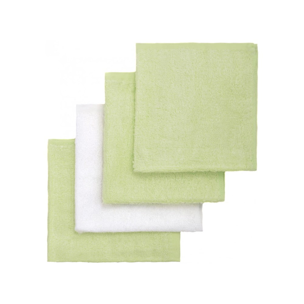E-shop Súprava 4 bambusových detských uteráčikov v zelenej a bielej farbe T-TOMI