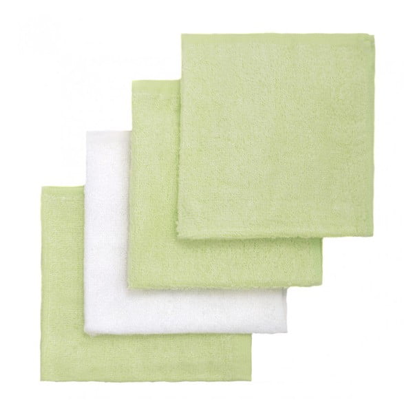 Súprava 4 bambusových detských uteráčikov v zelenej a bielej farbe T-TOMI