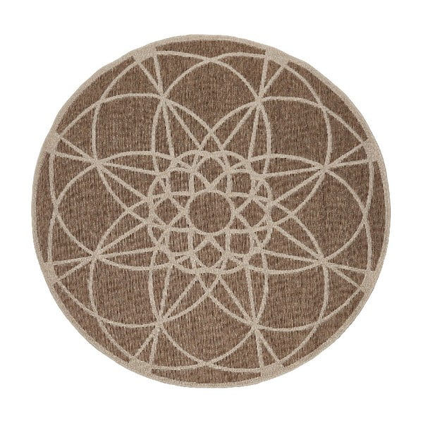 Hnedý vonkajší koberec Floorita Tondo, ⌀ 194 cm