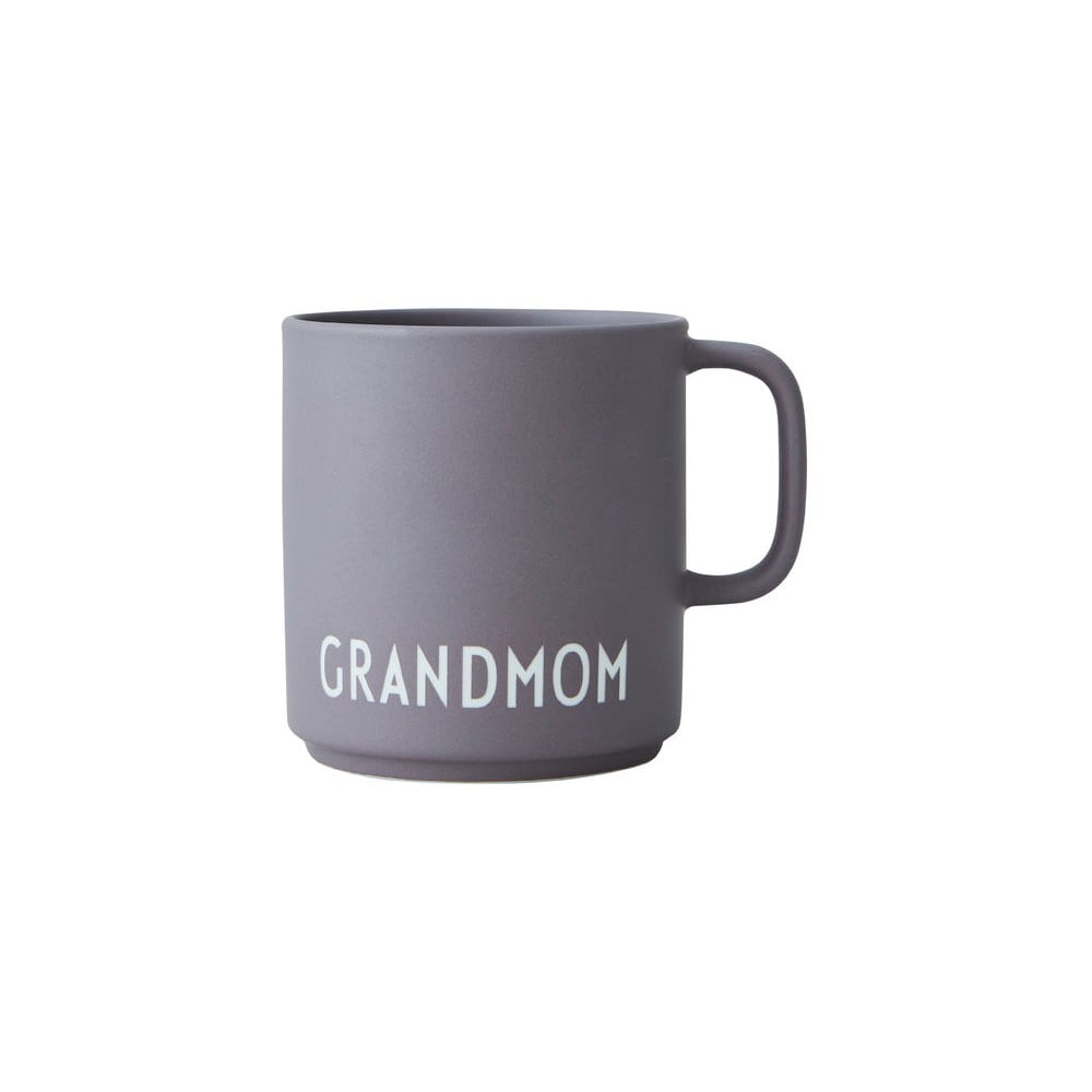Sivý porcelánový hrnček Design Letters Grandmom