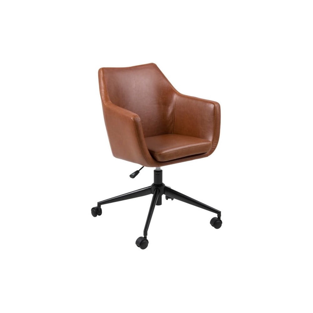E-shop Hnedá kancelárska stolička na kolieskach z umelej kože Actona Nora