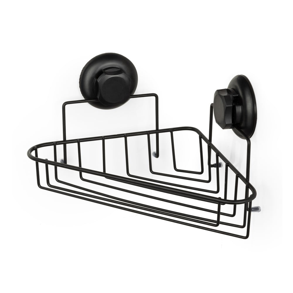 E-shop Čierna samodržiaca nástenná rohová kúpeľňová polička Compactor Bestlock Black Corner Rack 1 Shelf