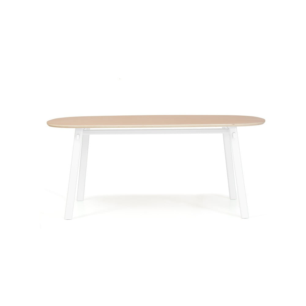 Biely jedálenský stôl z dubového dreva HARTÔ Céleste, 220 × 86 cm