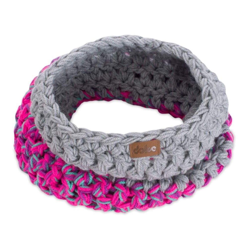 E-shop Sivo-ružový ručne háčkovaný kruhový šál DOKE Kathy