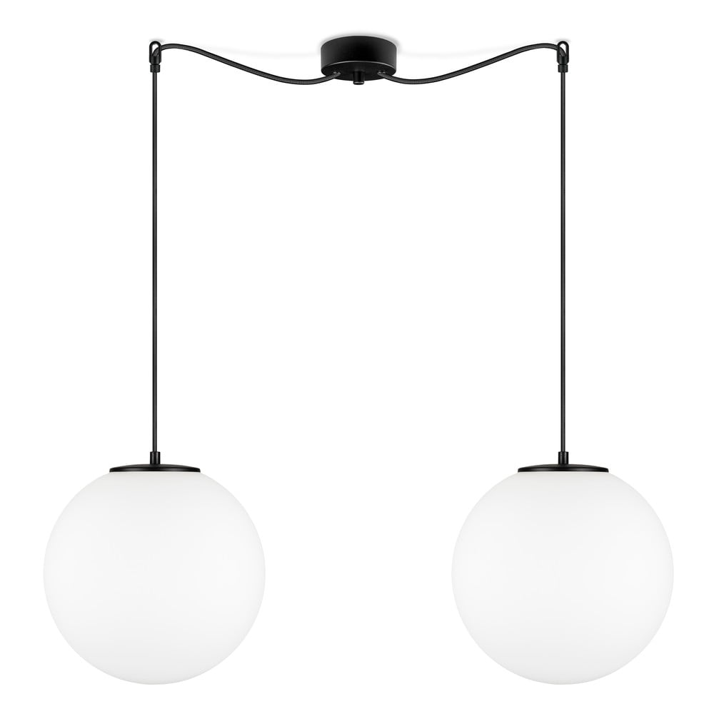 E-shop Biele závesné svietidlo s 2 tienidlami a objímkou v čiernej farbe Sotto Luce TSUKI L