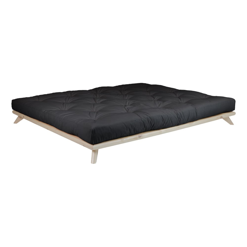 Obrázok Dvojlôžková posteľ z borovicového dreva s matracom Karup Design Senza Comfort Mat Natural/Black, 140 × 200 cm