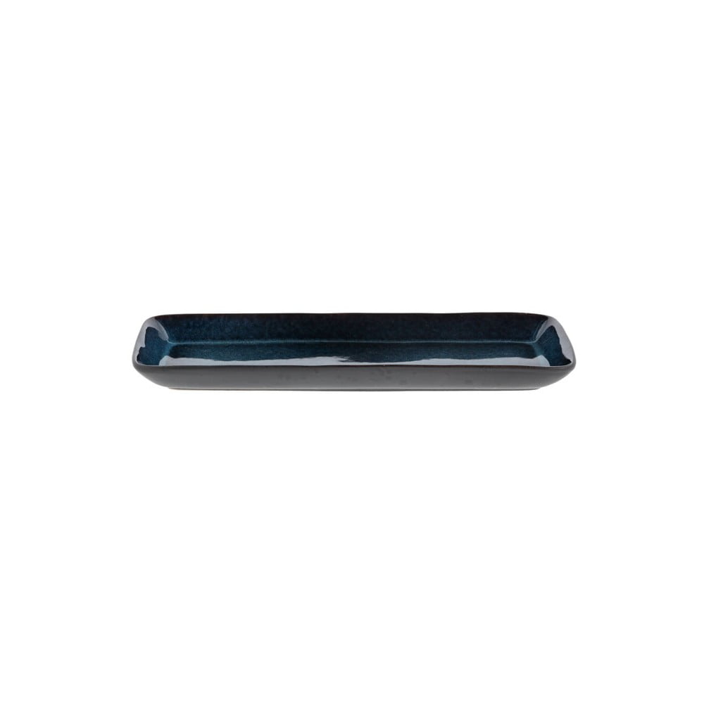 E-shop Čierno-modrá kameninová servírovacia tácka Bitz, 38 x 14 cm