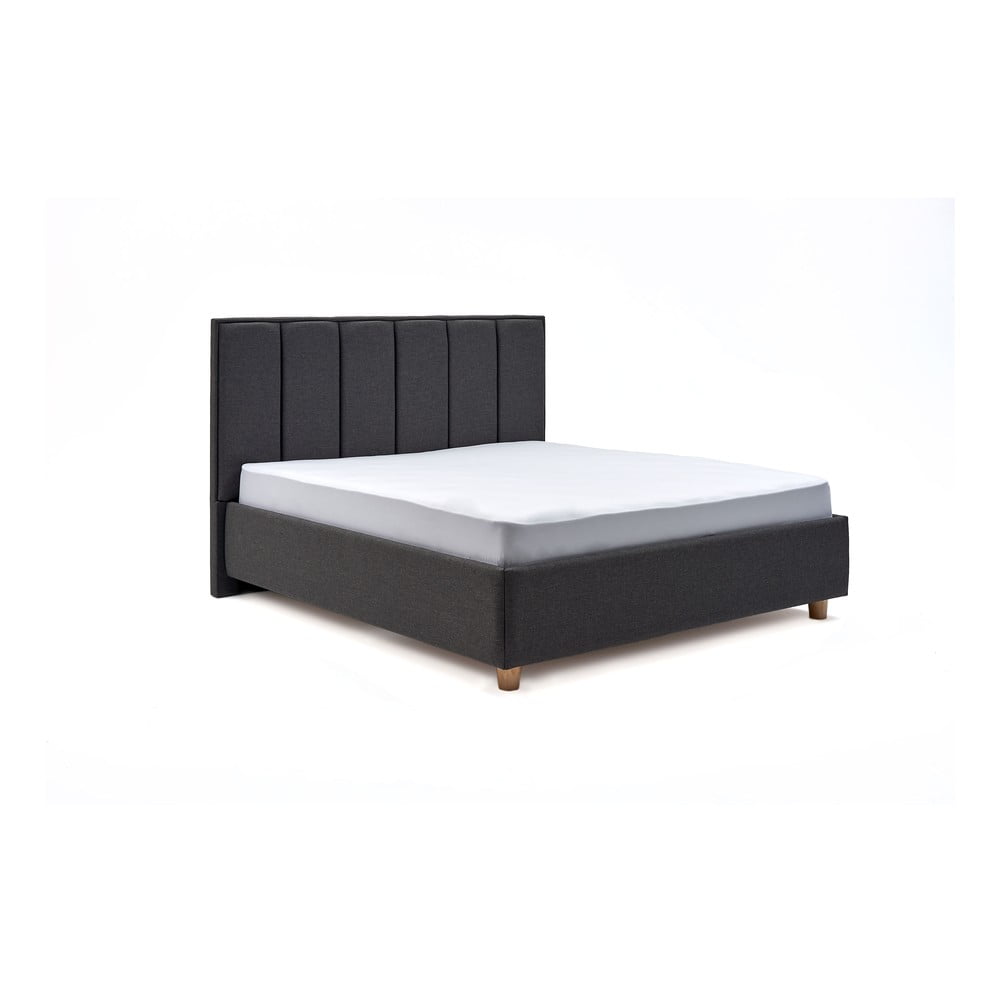 E-shop Tmavosivá dvojlôžková posteľ s roštom a úložným priestorom PreSpánok Wega, 180 x 200 cm