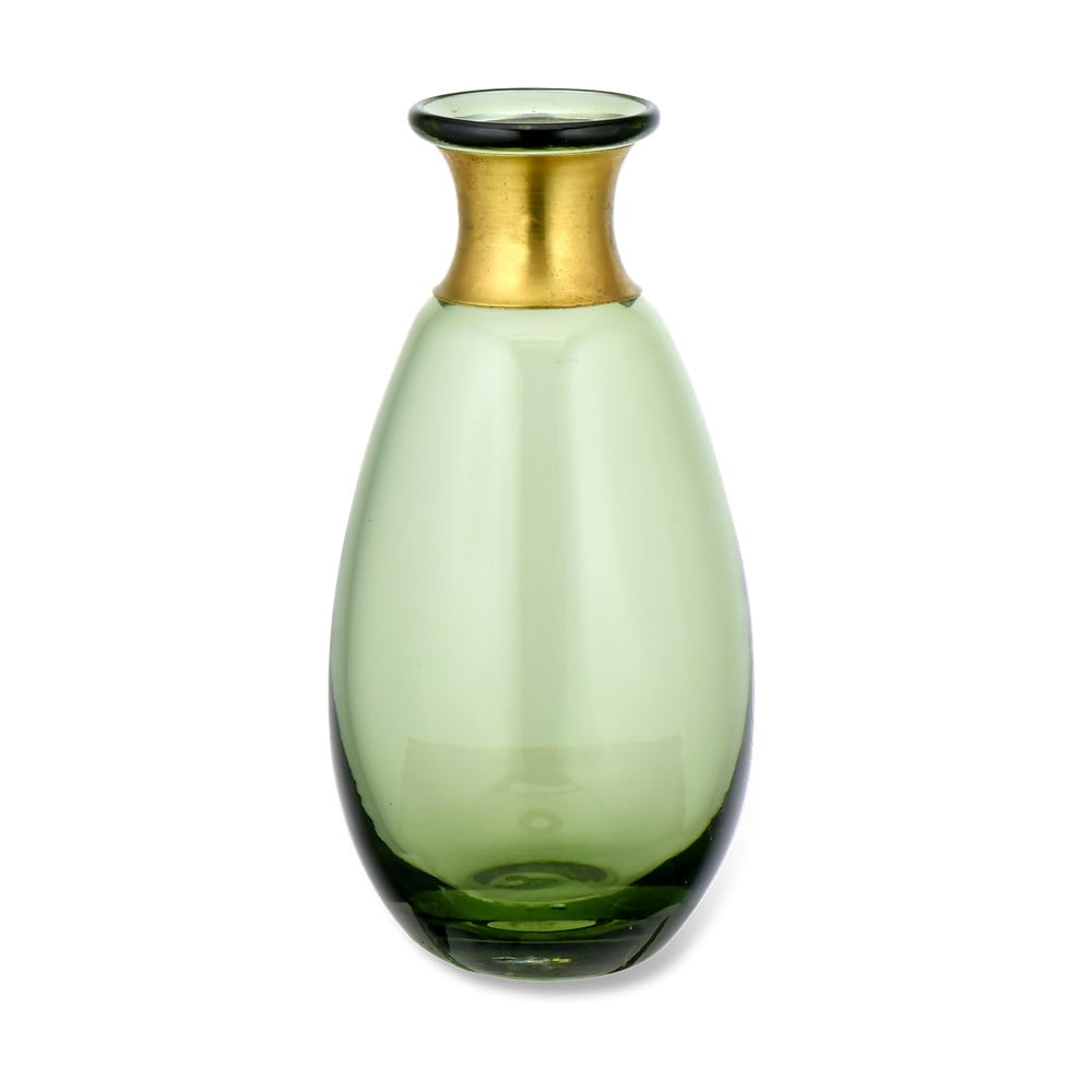 E-shop Zelená sklenená váza Nkuku Miza, výška 14 cm