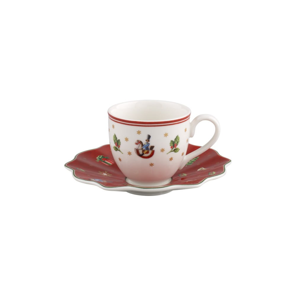 E-shop Červeno-biely porcelánový hrnček s vianočným motívom Villeroy & Boch, 0,1 l