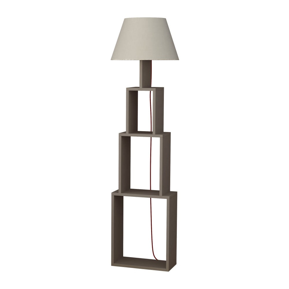 E-shop Voľne stojacia lampa so svetlosivým tienidlom Homitis Tower